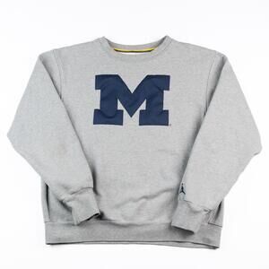 Jordan Michigan Wolverines Crewneck Sweatshirt Gray NCAA College Men’s M